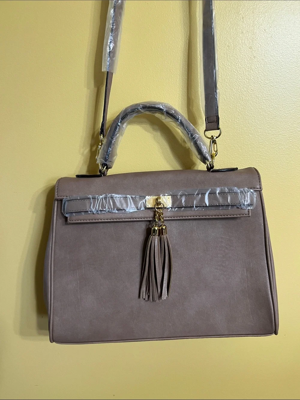 Aldo Mauve Top-Handle Satchel with Tassel